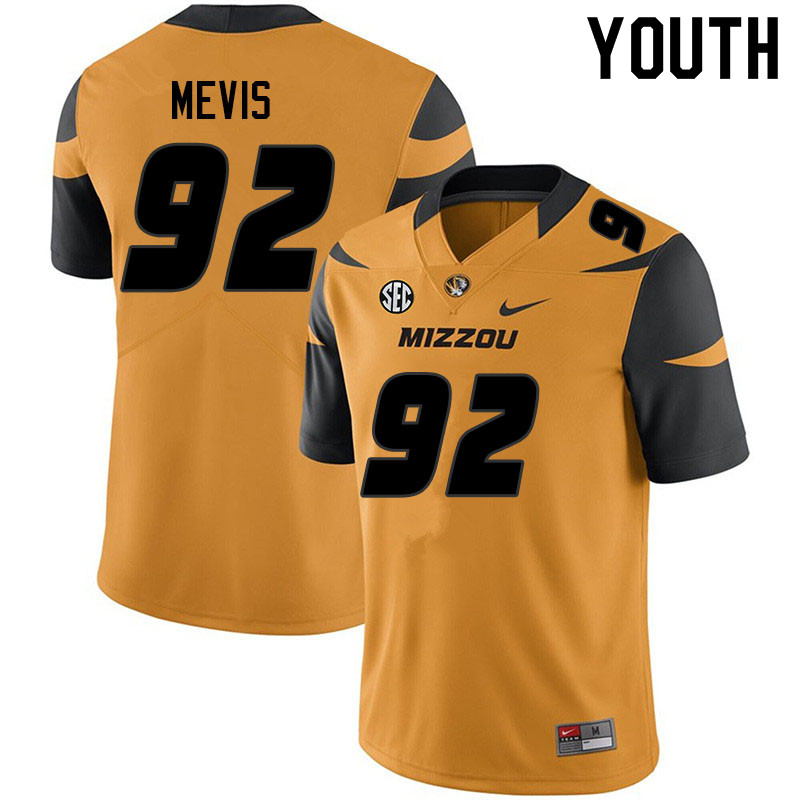 Youth #92 Harrison Mevis Missouri Tigers College Football Jerseys Sale-Yellow - Click Image to Close